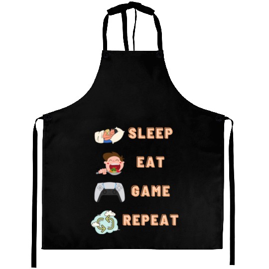 sleep eat game repeat PlayStation Aprons