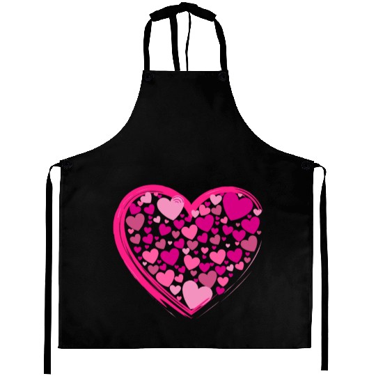 Cute Pink and Lilac Hearts in a Big Pink Heart Aprons