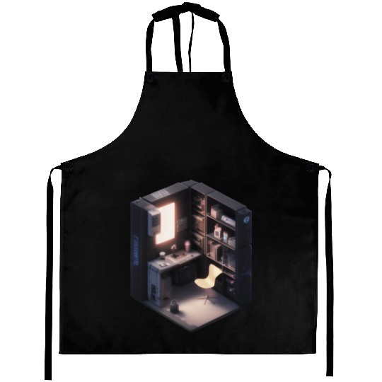Cube Room Print - For Fans of Geometric and 3D Art Aprons