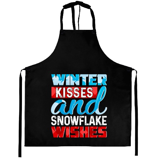Winter Kisses And Snowflake Wishes Aprons