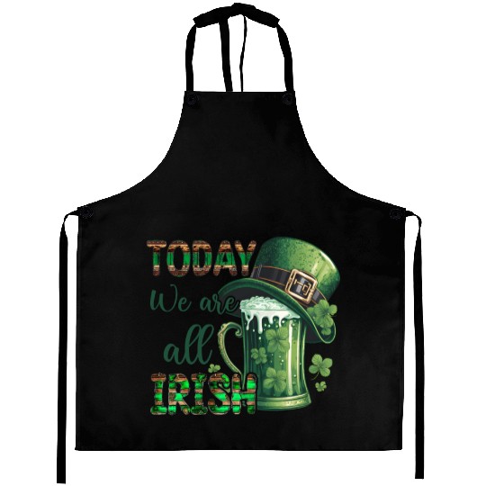 Mens St Patricks Day All Irish Green Shamrock Aprons