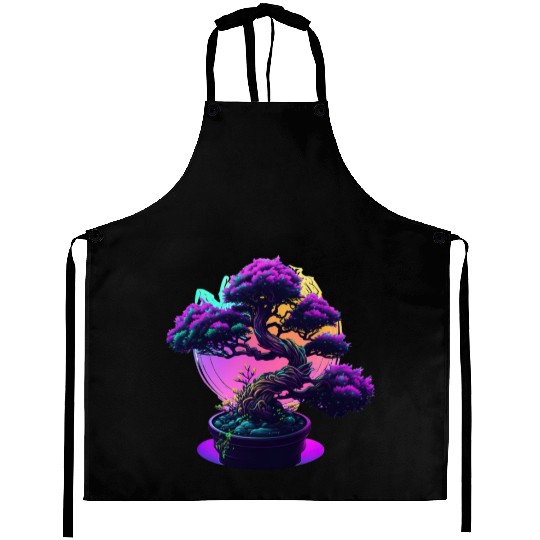 Synthwave Bonsai Tree Aprons