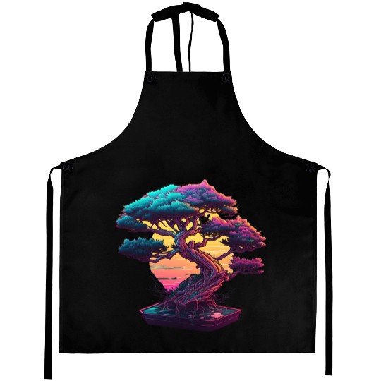 Synthwave Bonsai Tree Aprons