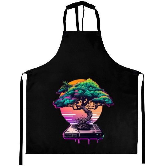 Synthwave Bonsai Tree Aprons