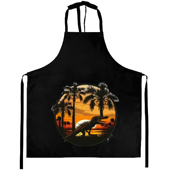 Florida Everglades Sunset Alligator and Palm Tree Aprons