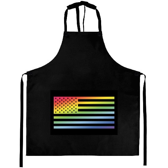 Stars And Stripes / Rainbow Flag (USA / Poster) Aprons