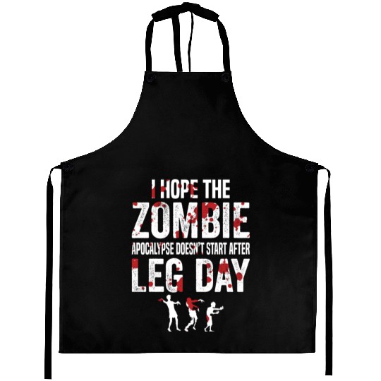 Funny Zombie Leg Day For Gym Lover Aprons