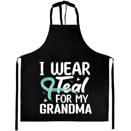 I Wear Teal For My Grandma Cervical Cancer Aprons