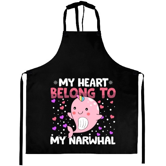 Valentines Day My Heart Belong to My Narwhal Boys Aprons