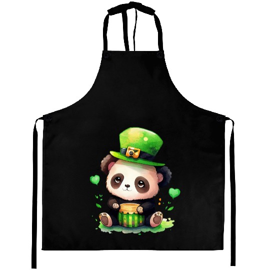 St Patrick's Day Irish Funny Panda Saint Patrick Aprons