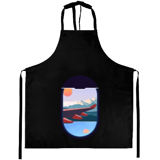 Wanderlust Travel Plane Window Landscape Nature Aprons