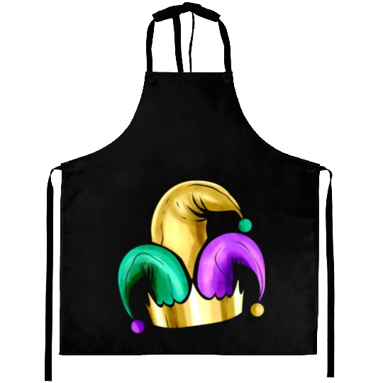 Purple, Yellow Golden And Green Jester Hat For Aprons