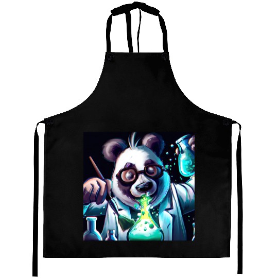 Colorful chaos: a panda scientist's lab Aprons