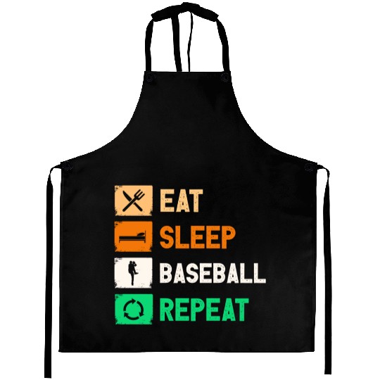Eat Sleep Baseball Repeat Funny Gaming Aprons