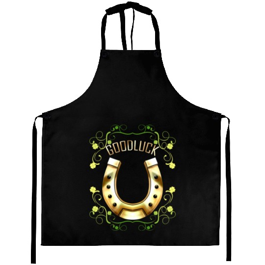 Good Luck With A Golden Horseshoe For Irish St Aprons