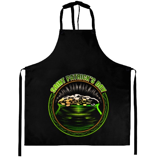 Pot Of Gold Logo For St Patricks Day Aprons