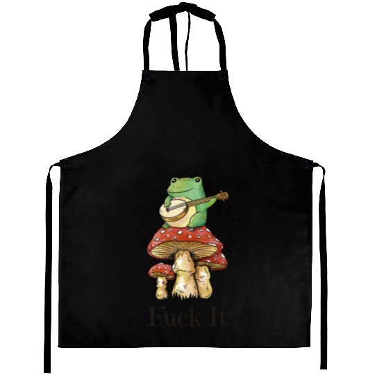 Cottagecore Toad Playing Guitar Aprons