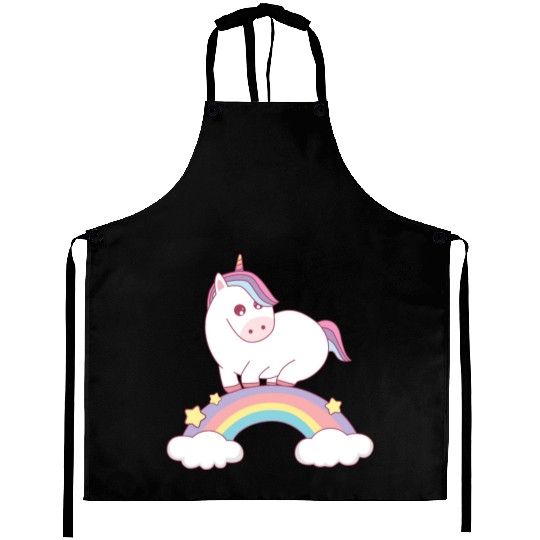 unicorn standing on rainbow Aprons