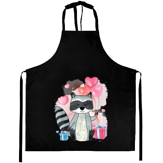 Raccoon Valentines Day Trash Panda Raccoon lover Aprons