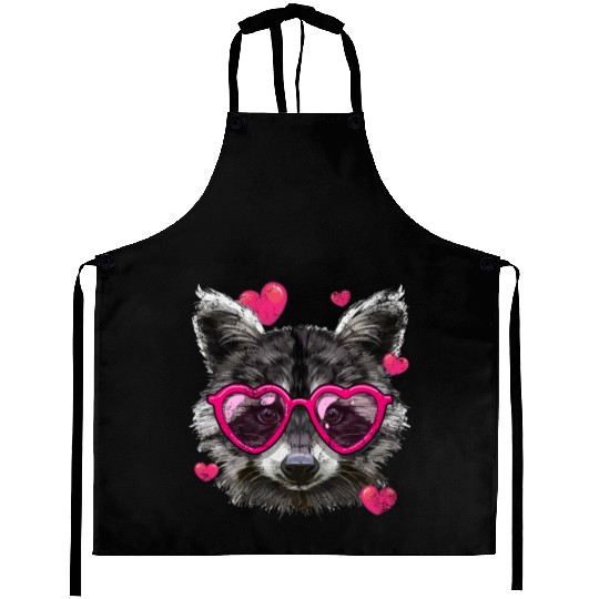 Cute Raccoon Lover Valentines Day Raccoon Aprons