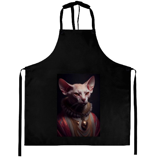 Sphynx King Cat Breed Portrait Royal Renaissance A Aprons