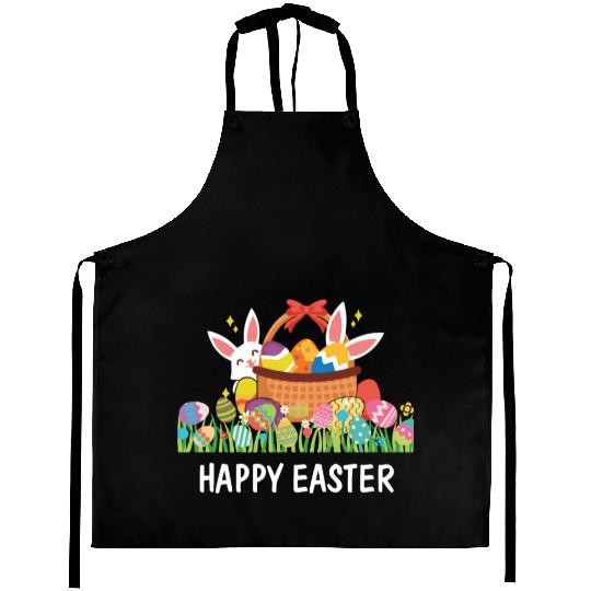 HAPPY EASTER Bunny Egg Hunt Wagon Girls Kids Mom Aprons