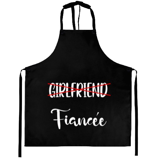 Girlfriend Fiancee Couple Engagement Engaged Aprons