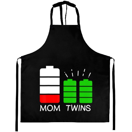 Twin Mom Low Battery Tired Mom Of Twins Aprons