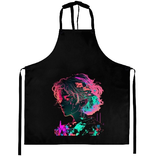 Vaperwave Aesthetic Glitch Anime Retrowave Synthwa Aprons