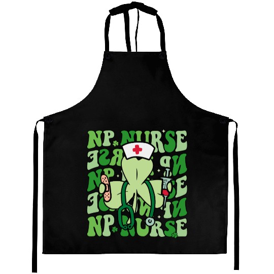 Groovy Nurse Practitioner Funny Shamrock Aprons
