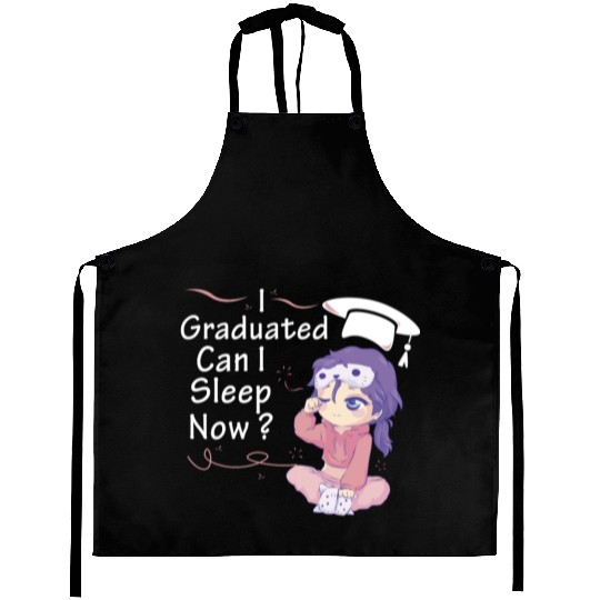 I Graduated Can I Sleep Now Sleepy Anime Chibi Cut Aprons