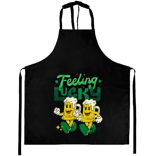 St Patrick's Day Feeling Lucky Retro Vintage Beer Aprons