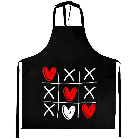 Cute Tic Tac Toe Hearts Valentines Day Aprons