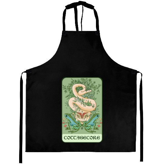 Tarot Card Goblincore Snake Cottagecore Frog Aesth Aprons