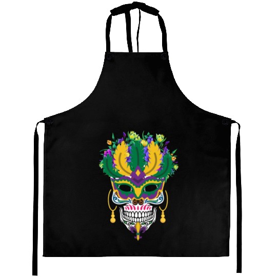 Dia De Los Muertos Mardi Gras Costume Flower Sugar Aprons