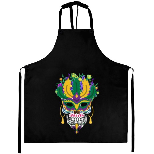 Dia De Los Muertos Mardi Gras Costume Flower Sugar Aprons