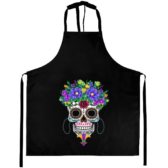 El Dia De Los Muertos Mardi Gras Costume Flower Aprons