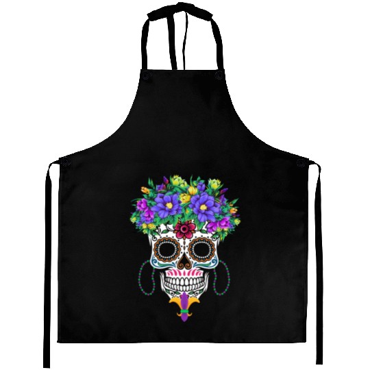 El Dia De Los Muertos Mardi Gras Costume Flower Aprons