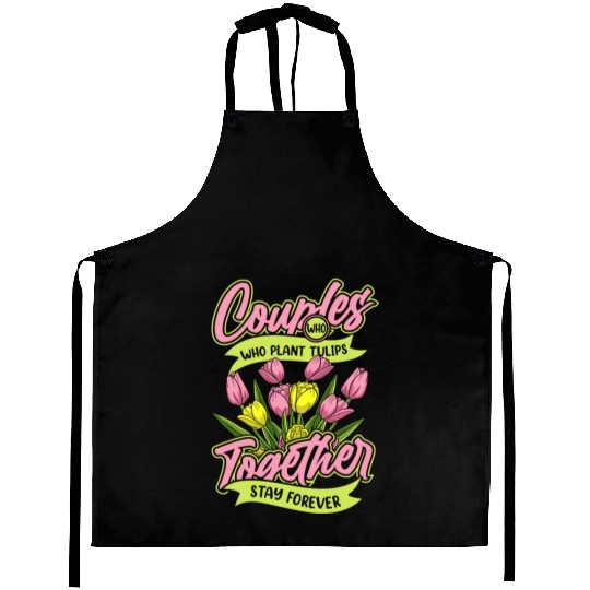 Tulip Gardening Couple Aprons