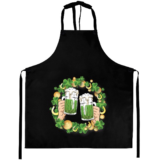 St. Patrick's Day Irish Green Beer, Wine Cups Aprons