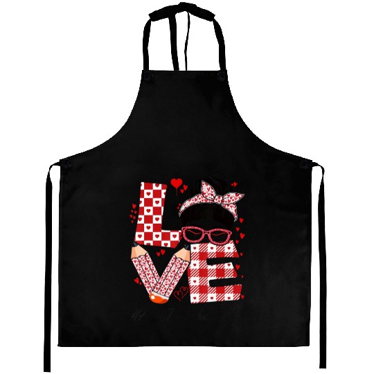 Art Teacher Love Messy Bun Aprons