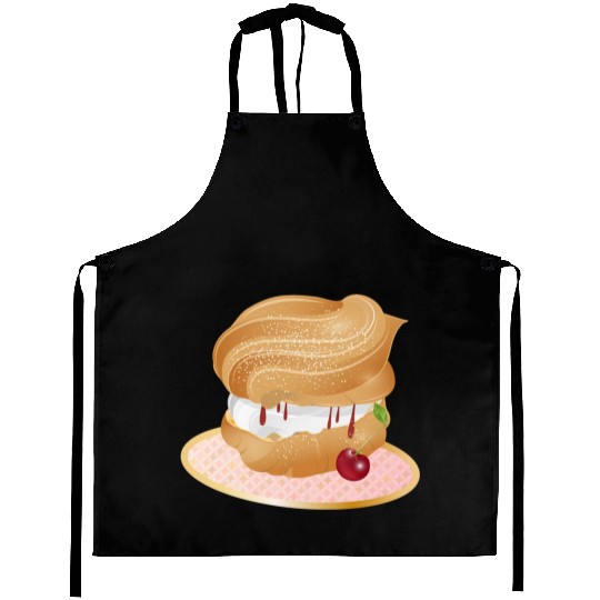 Cream puffs filled with cream and cherries Aprons