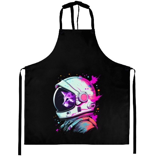 Aesthetic Vaporwave Space Cat 80s 90s Astronaut Aprons