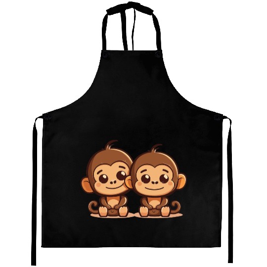 Monkeys siblings brother sister family love ape Aprons