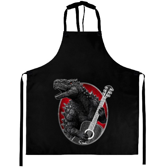 Kaiju playing guitar Aprons