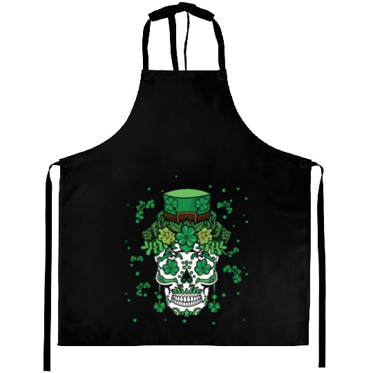 St Patty's Day Dia De Los Muertos Irish Flower Aprons