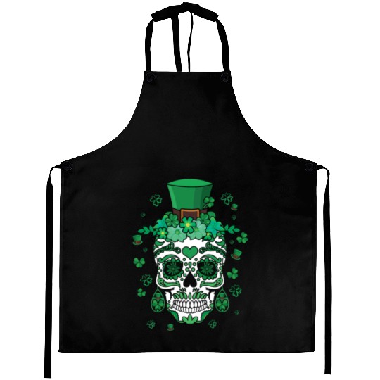 St Patty's Day El Dia De Los Muertos Irish Flower Aprons