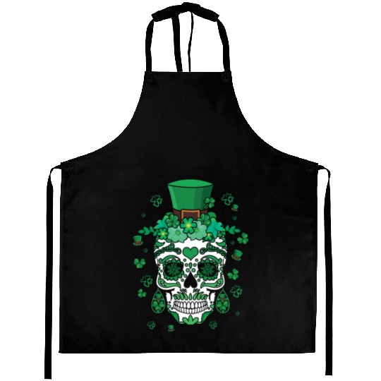 St Patty's Day El Dia De Los Muertos Irish Flower Aprons