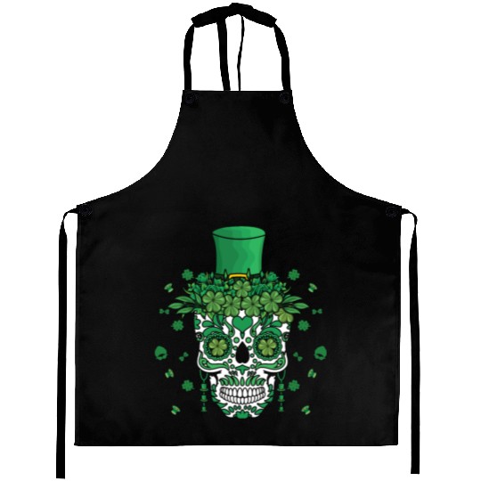 El Dia De Los Muertos St Patty's Day Irish Flower Aprons