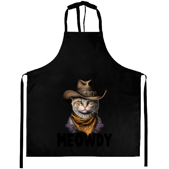 Meowdy Cat Meme Country Meow Howdy Funny Aprons
